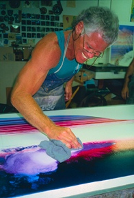 Hal creating monotypes at Topaz Editions
